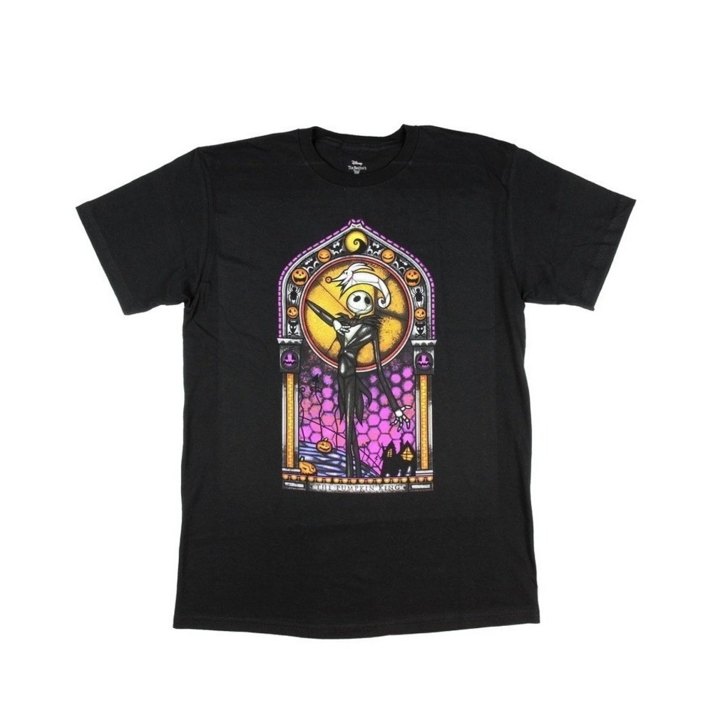 Disney Nightmare Before Christmas T-Shirt Mens 3XL Black New Jack Stained Glass